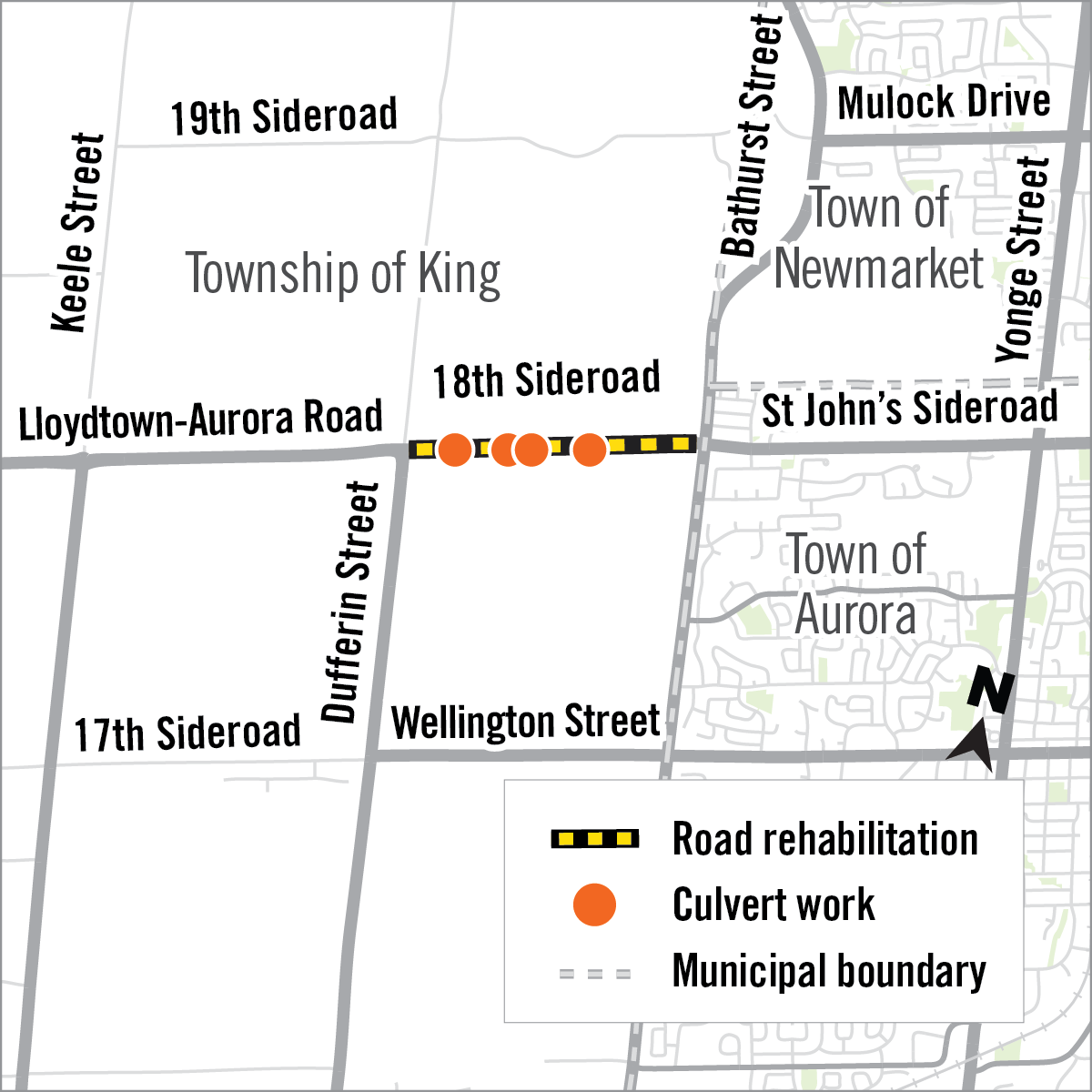 Map of rehabilitation on 18th Sideroad