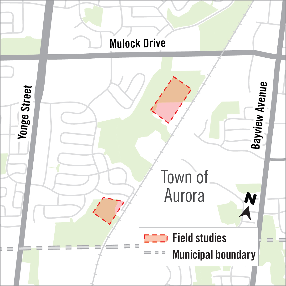 map of field study area in newmarket