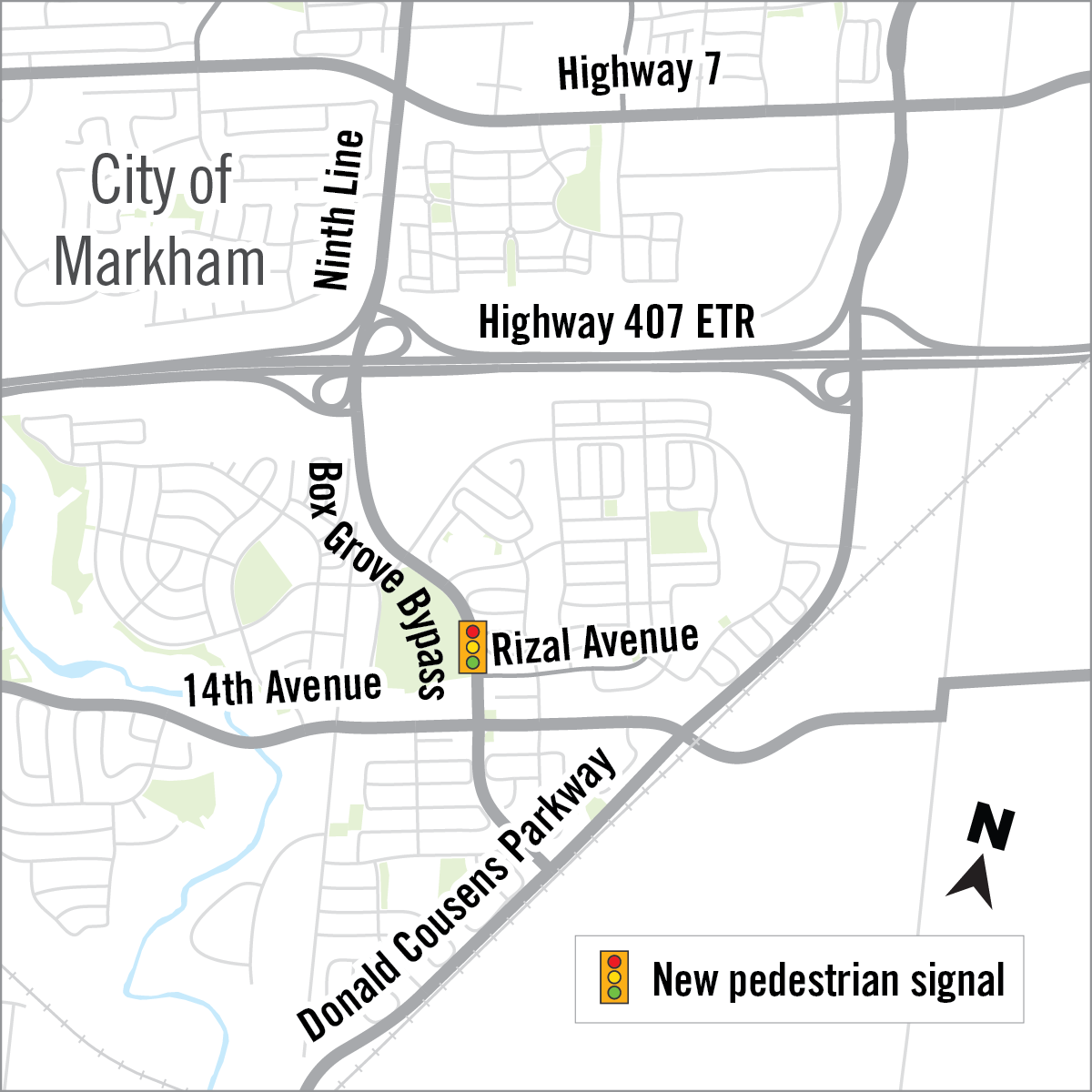 map of construction area on Box Grove Bypass