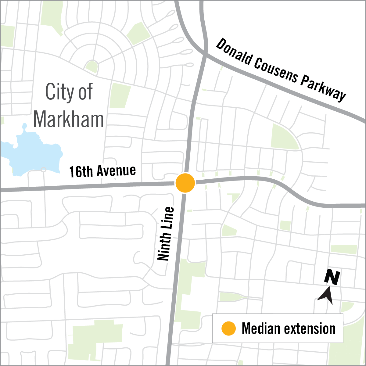 construction area at 16th avenue and ninth line