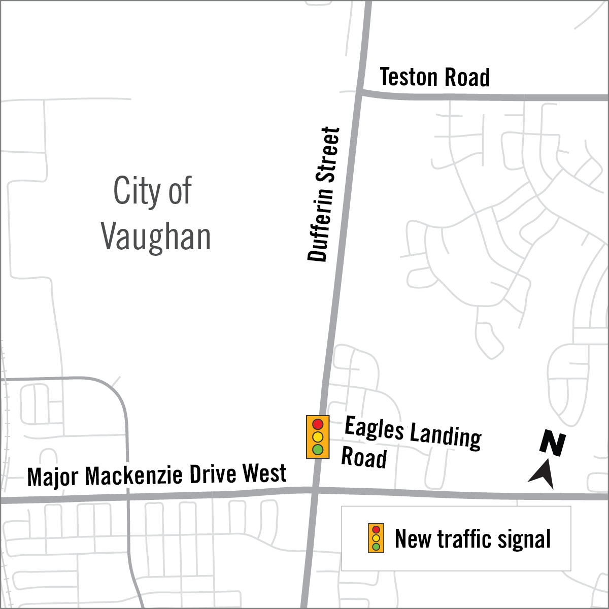map of intersection improvements on Dufferin Street and Eagles Landing Road