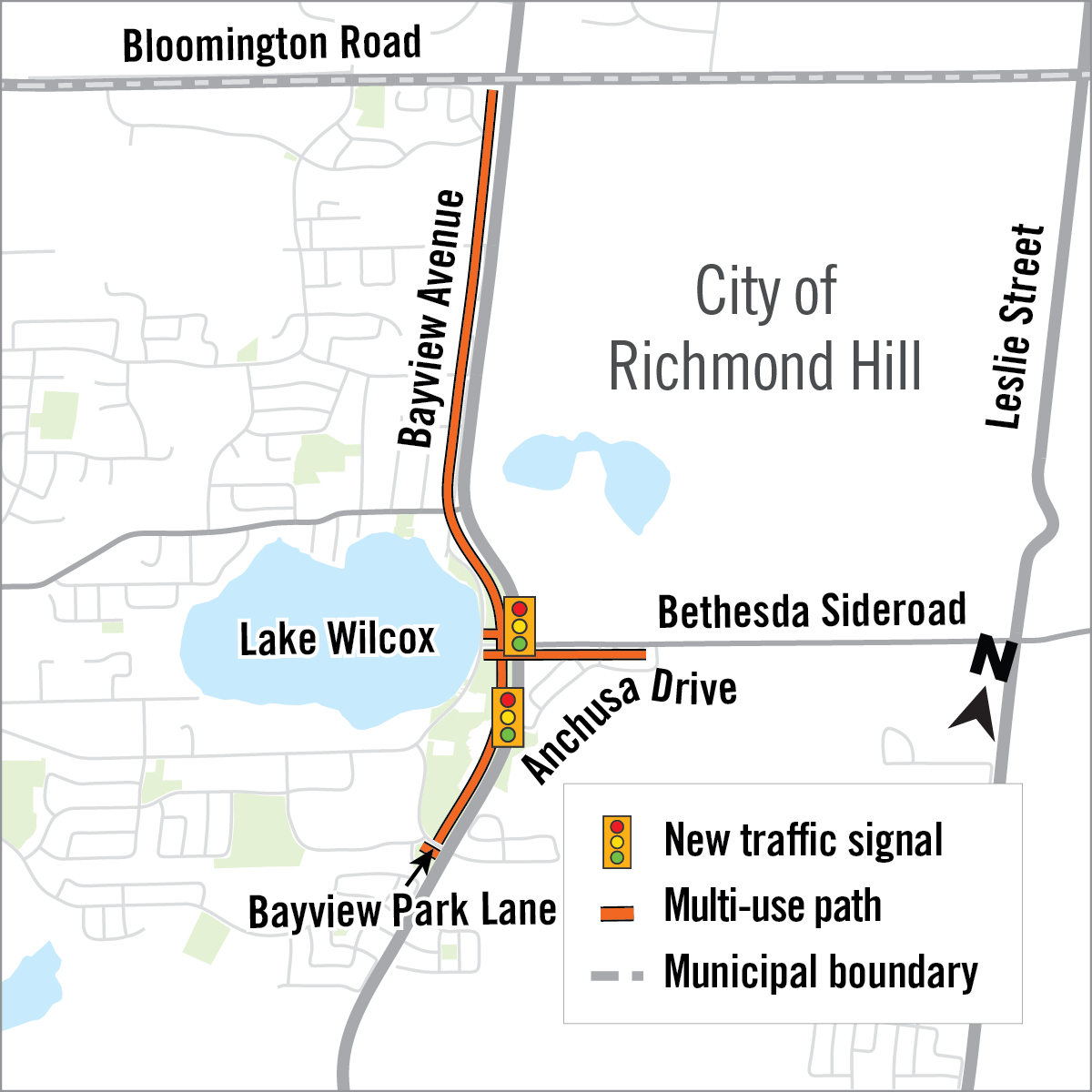 Map of construction on bayview and bethesda