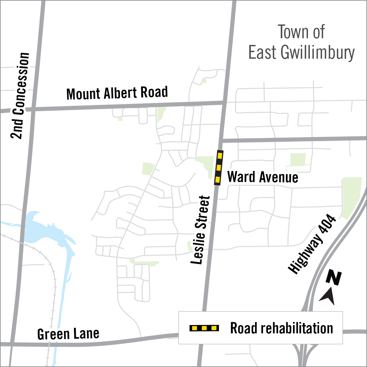 Map of construction along Leslie Street