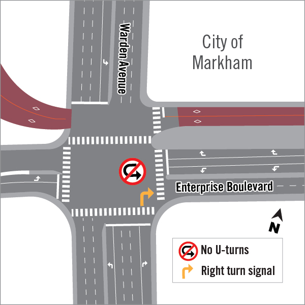 Map of U-Turn Restriction on Warden and Enterprise