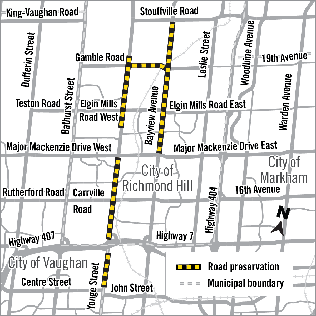 Map of various microsurfacing locations across york region