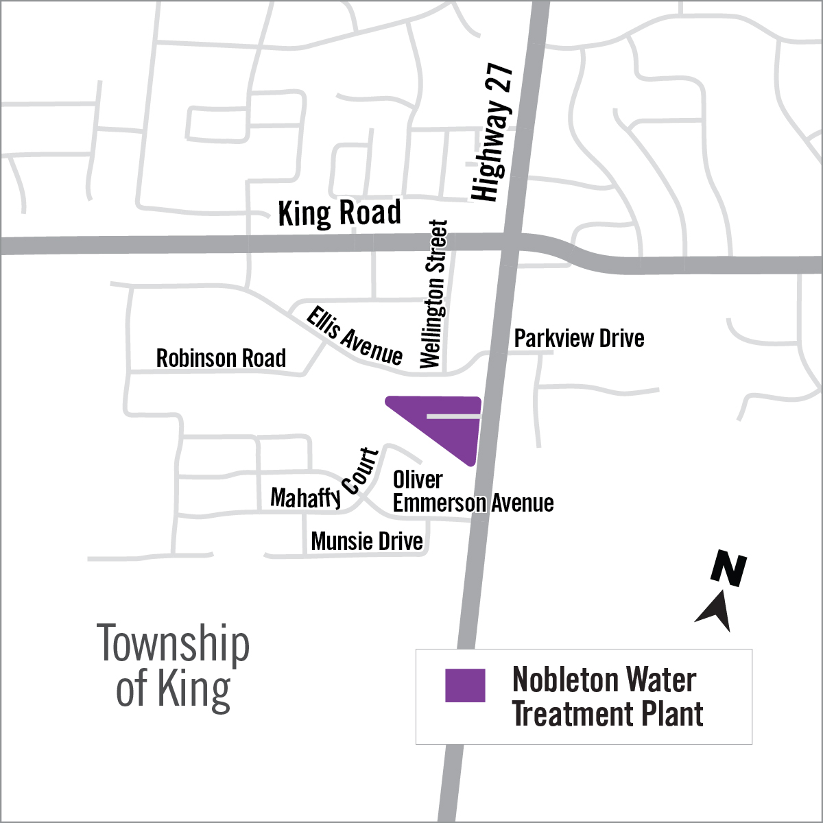 Map of Nobleton Water Treatment Plant location