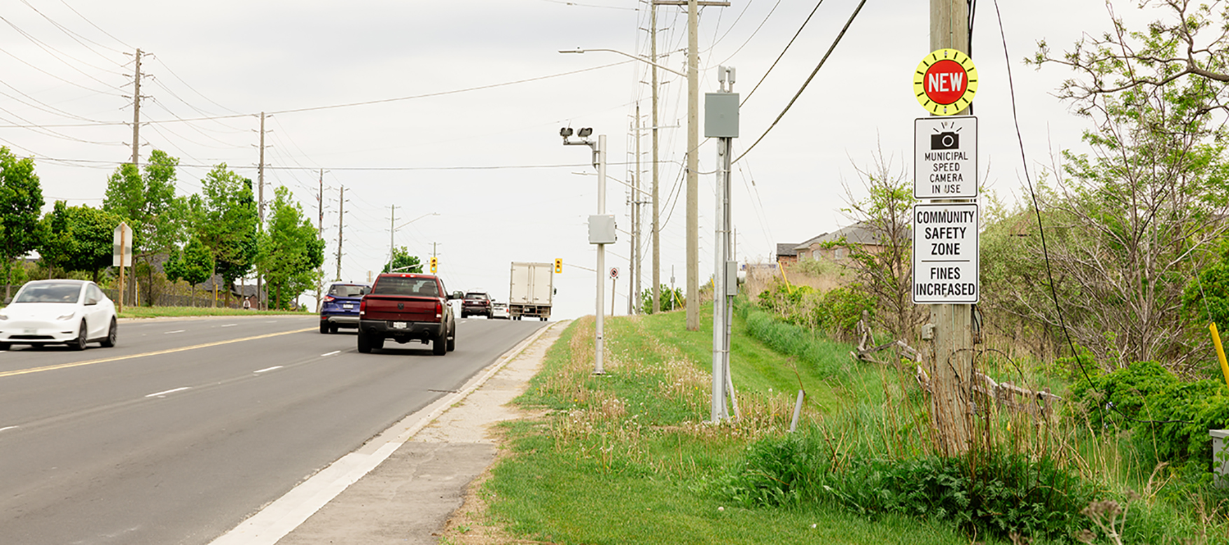 Automated speed camera on Mulock Drive in Newmarket