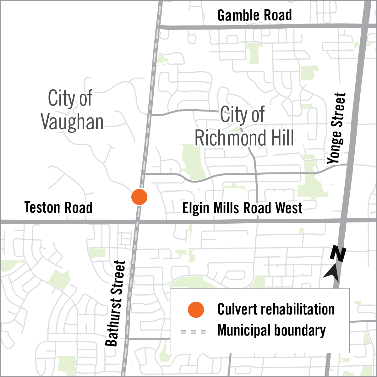 Map of culvert location on Bathurst Street