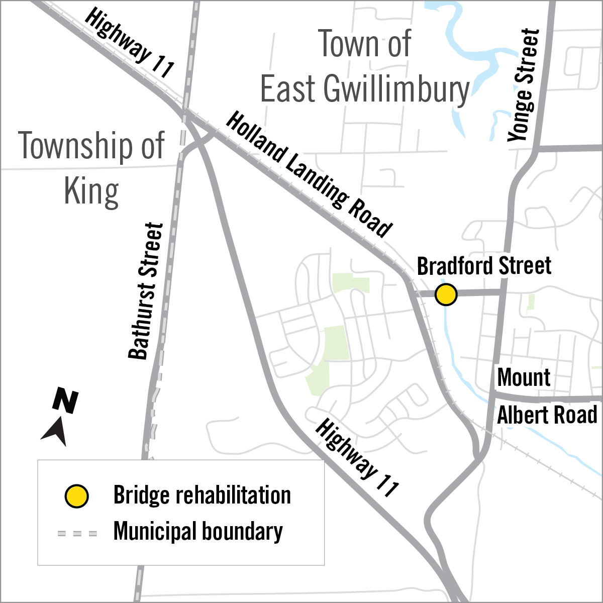 Map of Bradford Street Bridge Rehabilitation