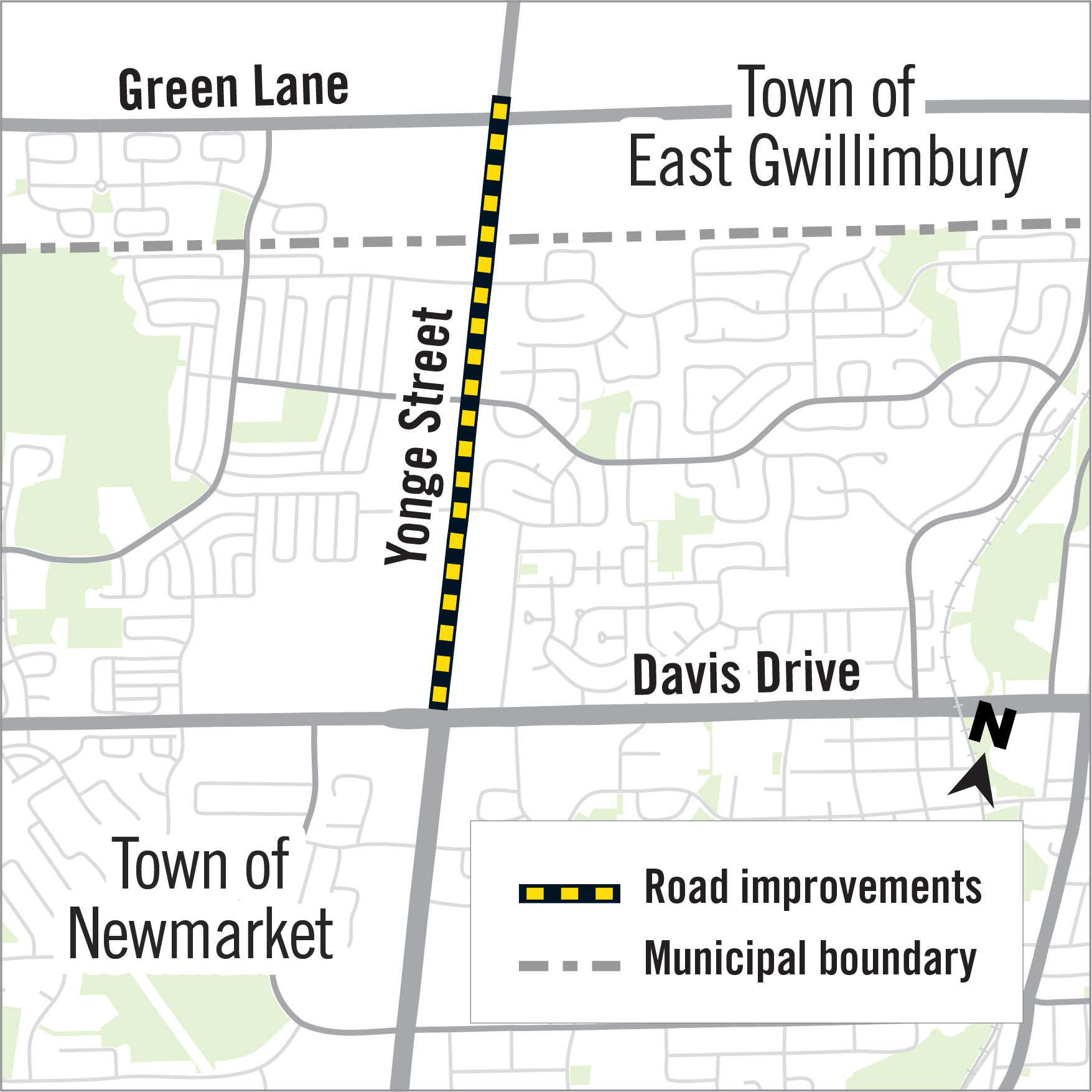 Map showing construction area