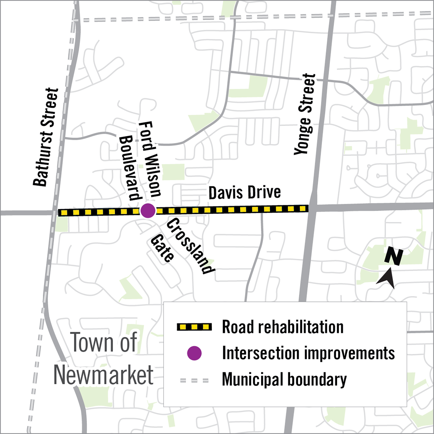 Map showing construction area