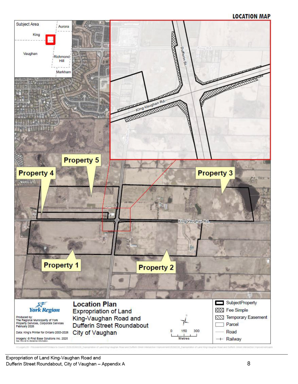 Location map showing the expropriation of land King-Vaughan Road and Dufferin Street Roundabout in the City of Vaughan