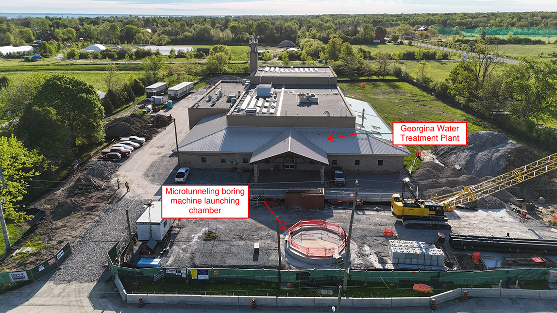 Georgina Water Treatment Plant and microtunnelling boring shaft
