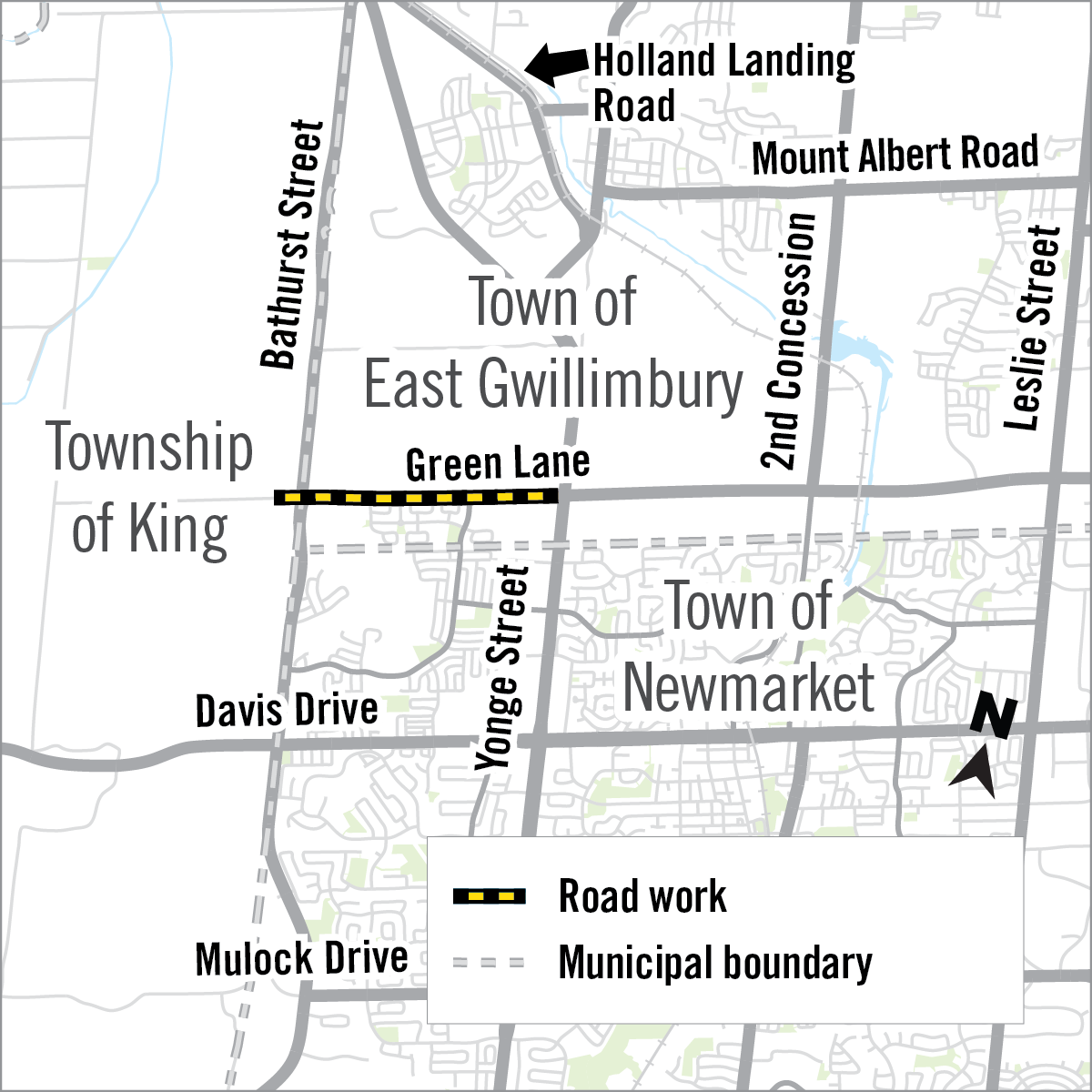 map of greenlane construction in east gwillimbury