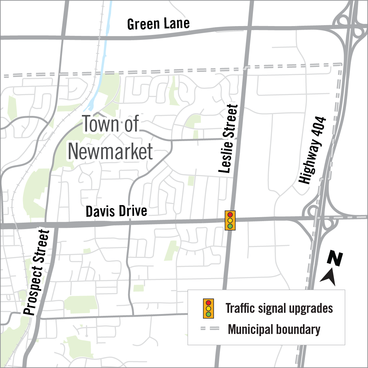 Intersection of Davis Drive and Leslie Street