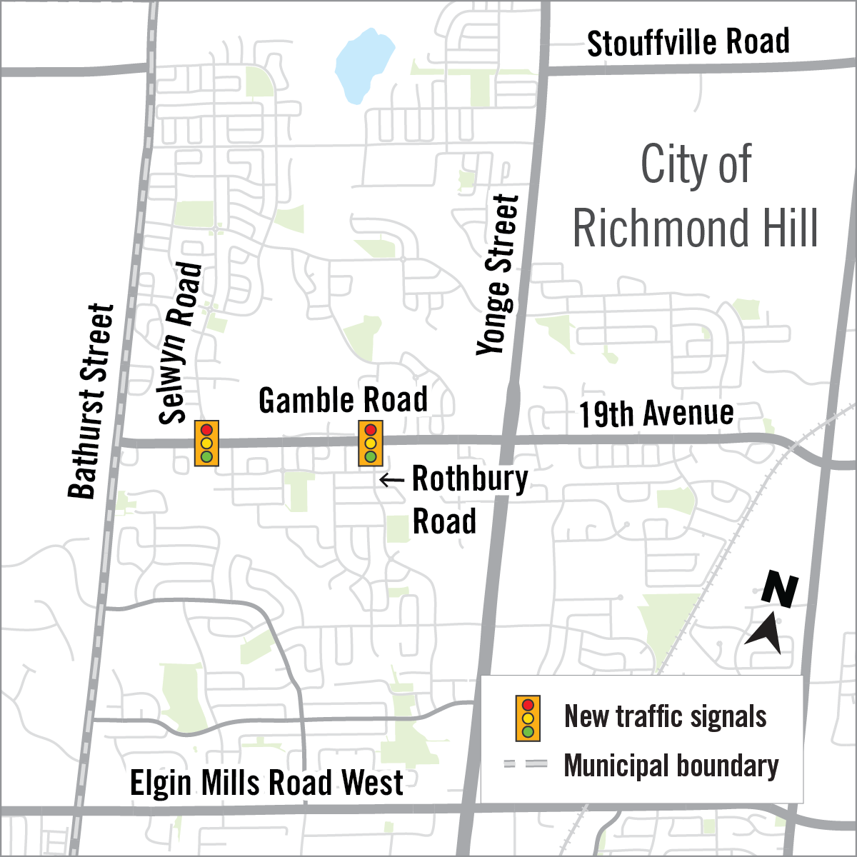 Map of new traffic lights on Gamble Road