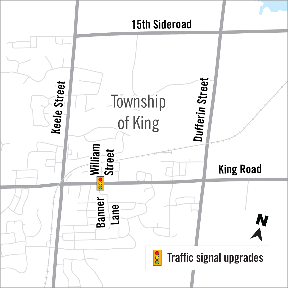 Map of traffic signal upgrades on King Road and Banner Lane