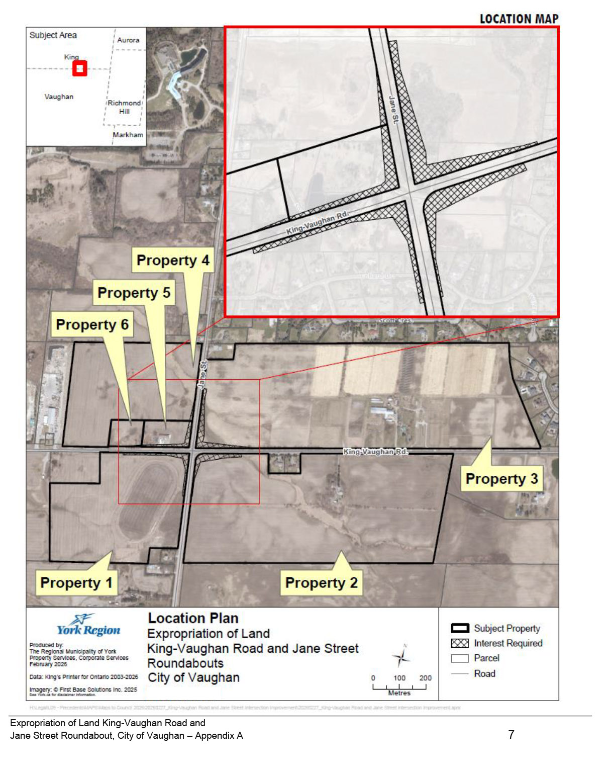 Location plan for Expropriation of Land King-Vaughan Road and Jane Street Roundabouts in the City of Vaughan