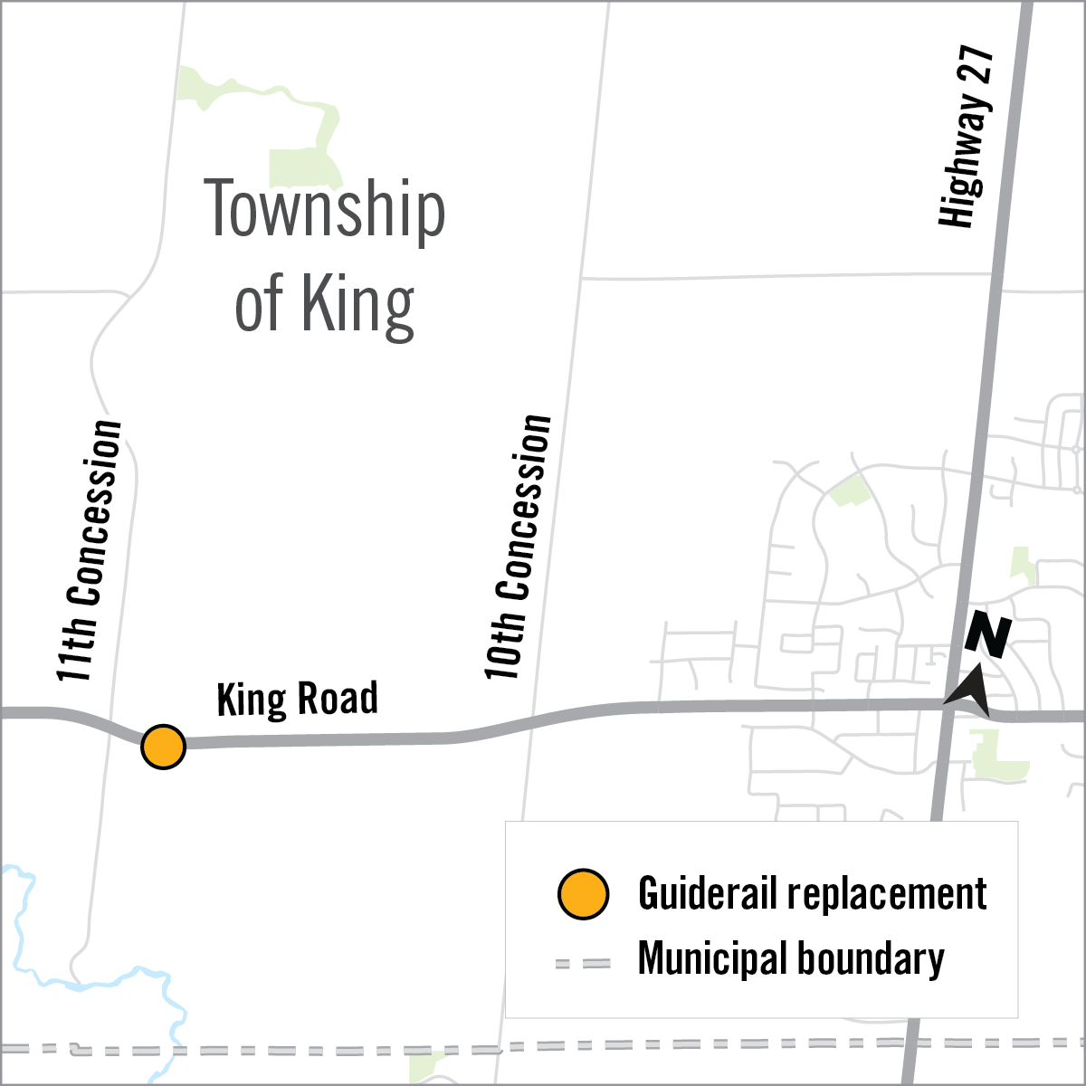 Map of guardrail installation along King Road
