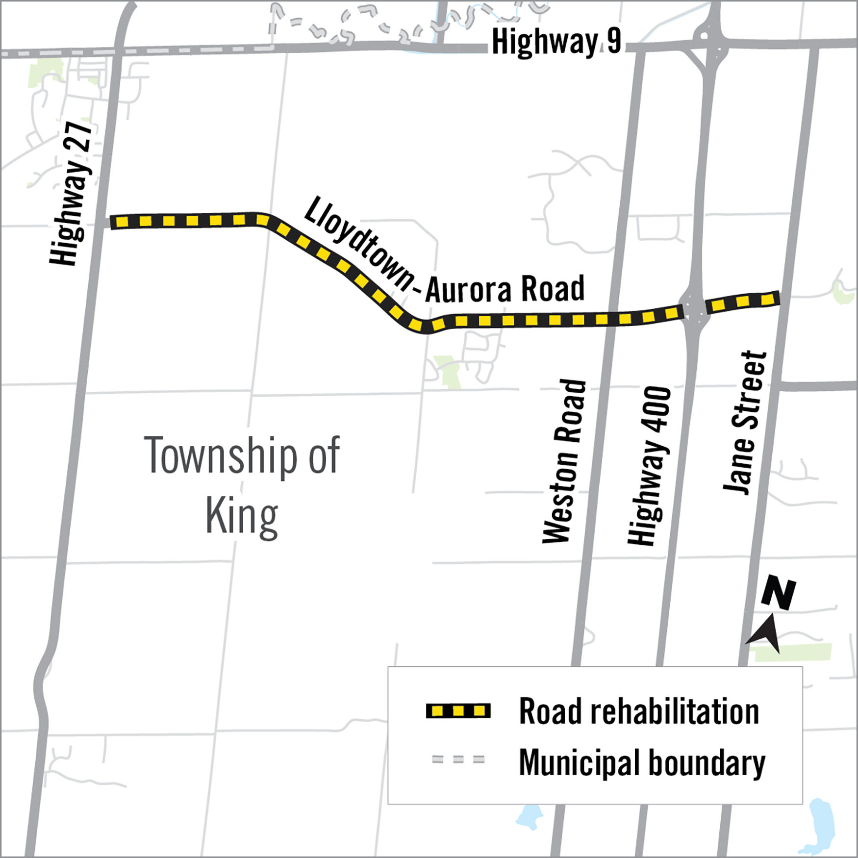Map showing construction area