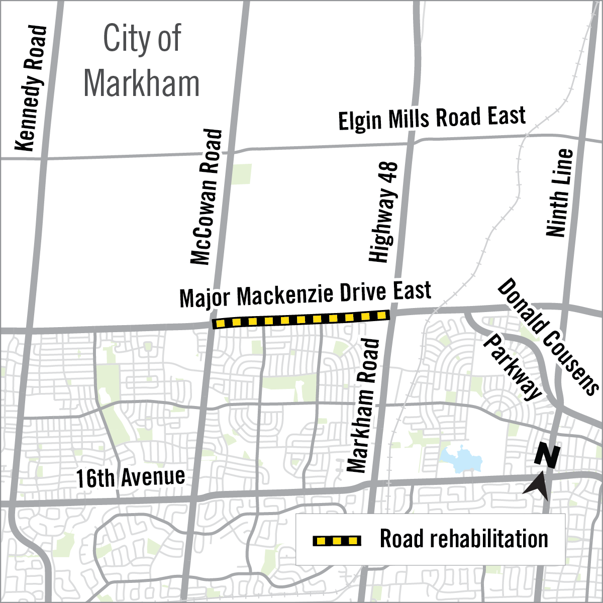 map of construction area on major mackenzie drive