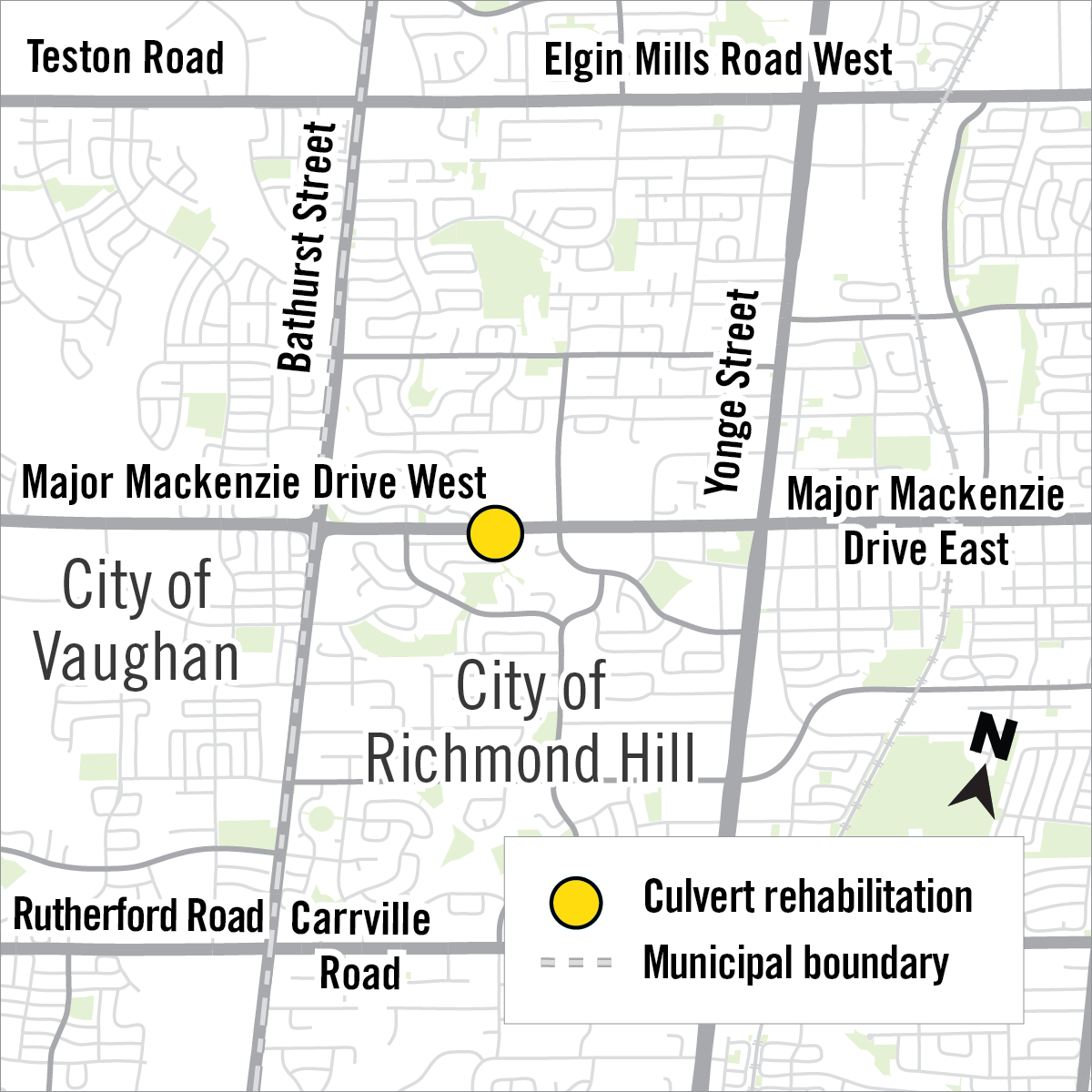 Map showing construction area