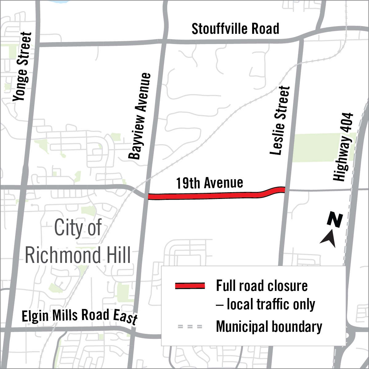 Map of road closure location on 19th Avenue