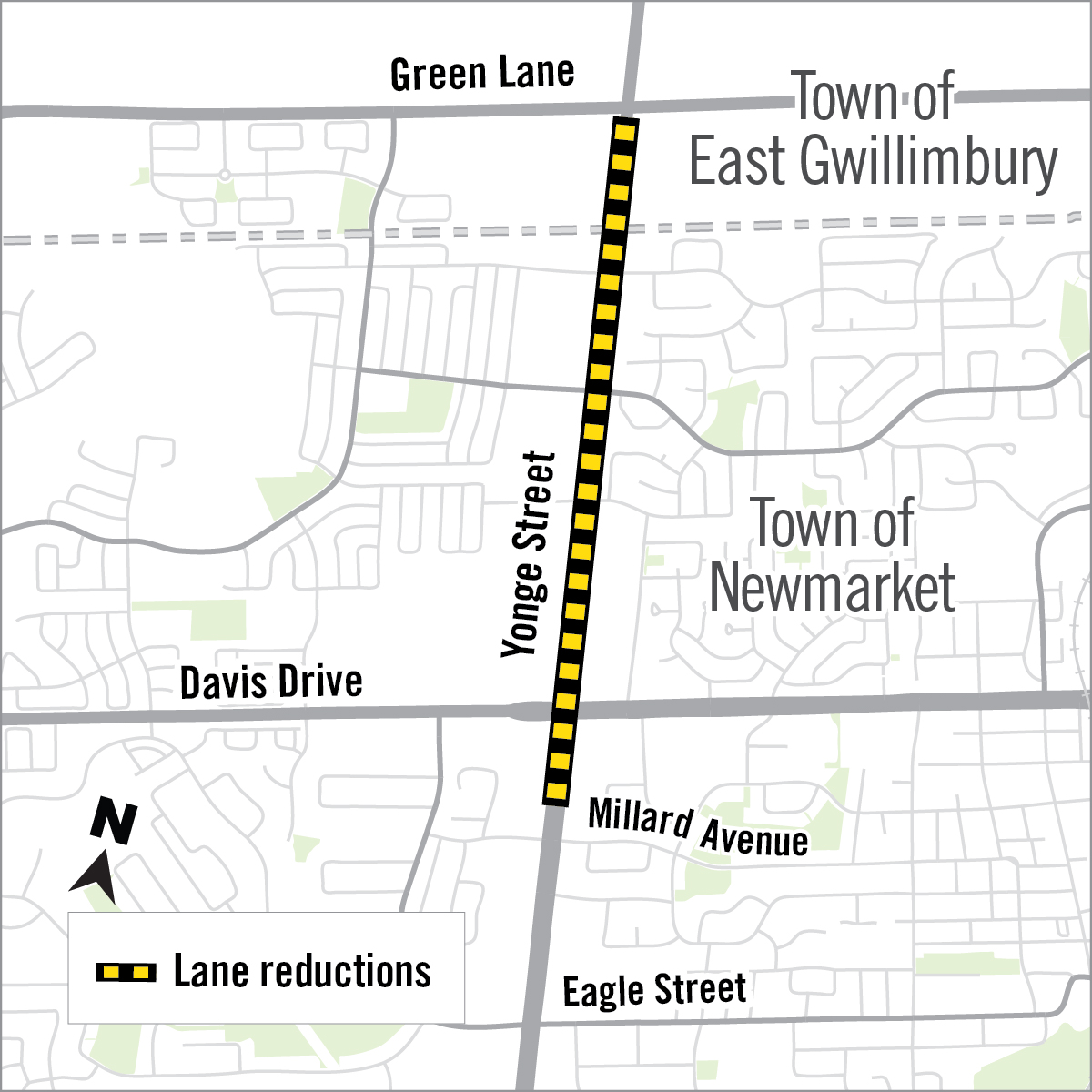 Map of paving along Yonge street