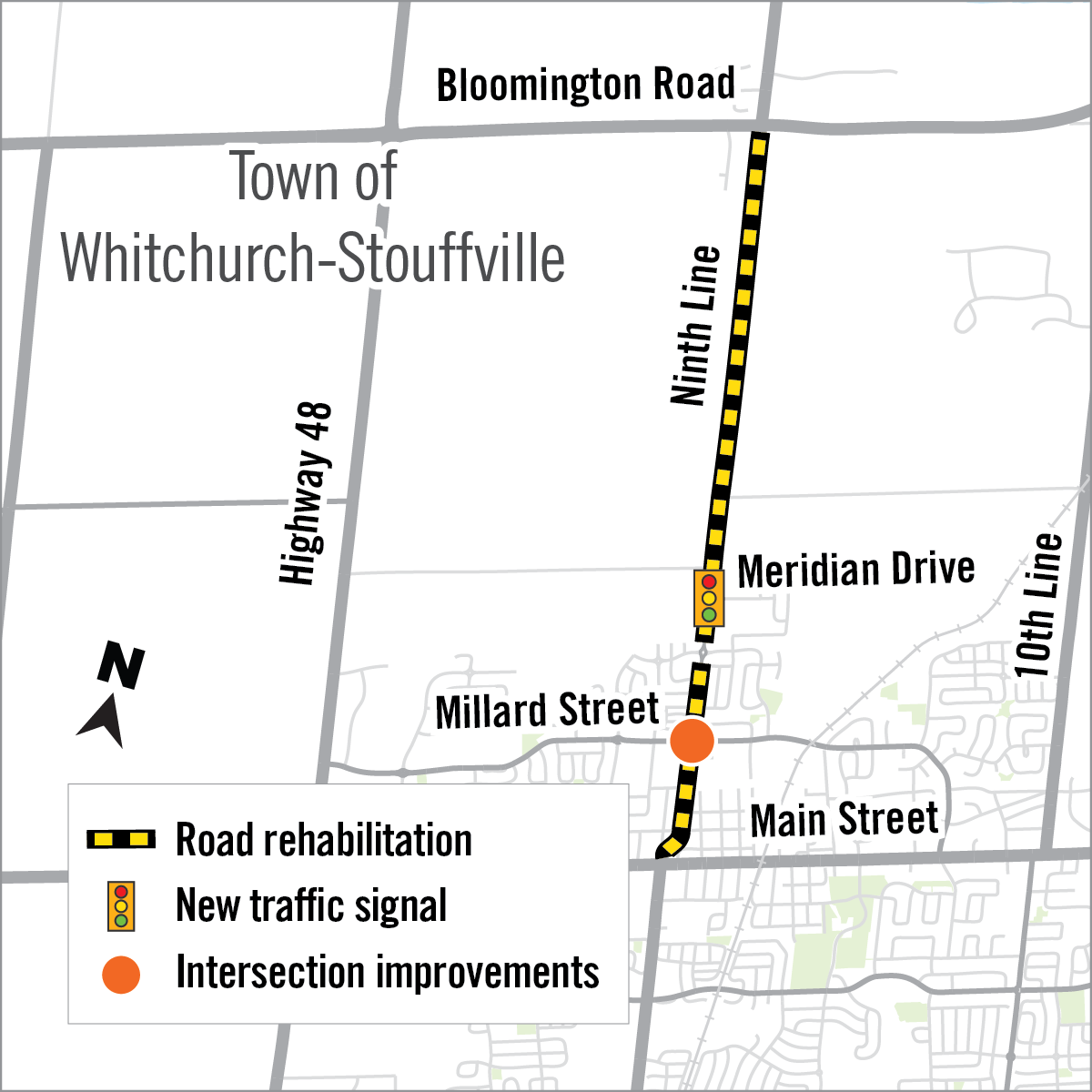 map showing construction area