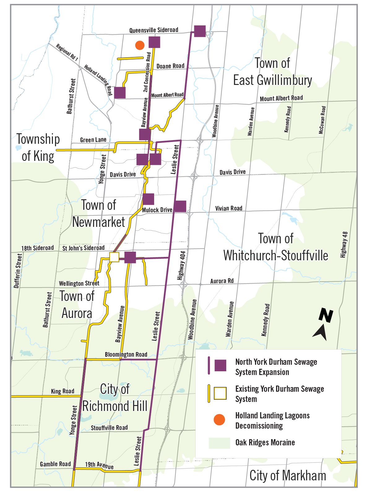 Map of North York Durham Sewage System Expansion