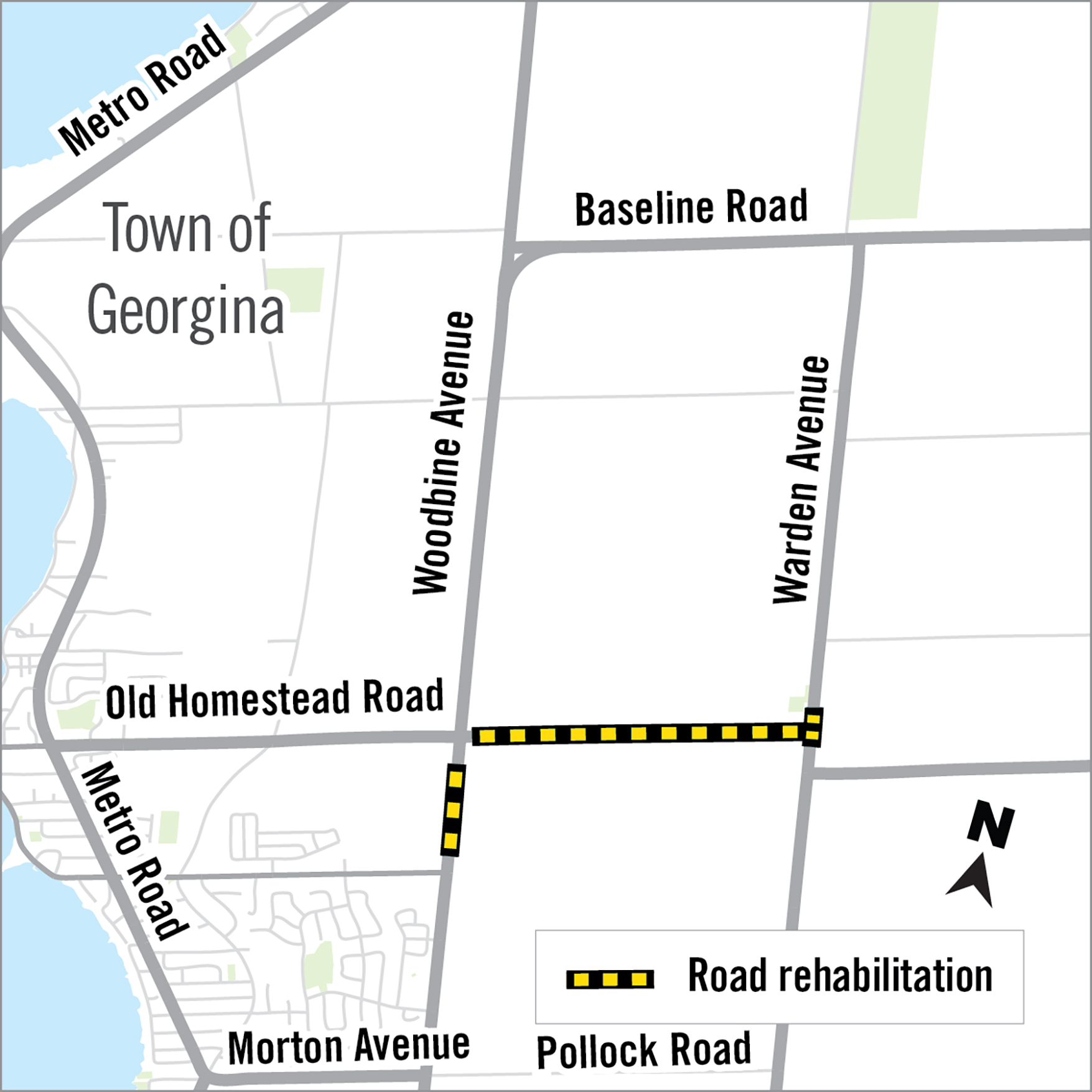 Map showing construction area