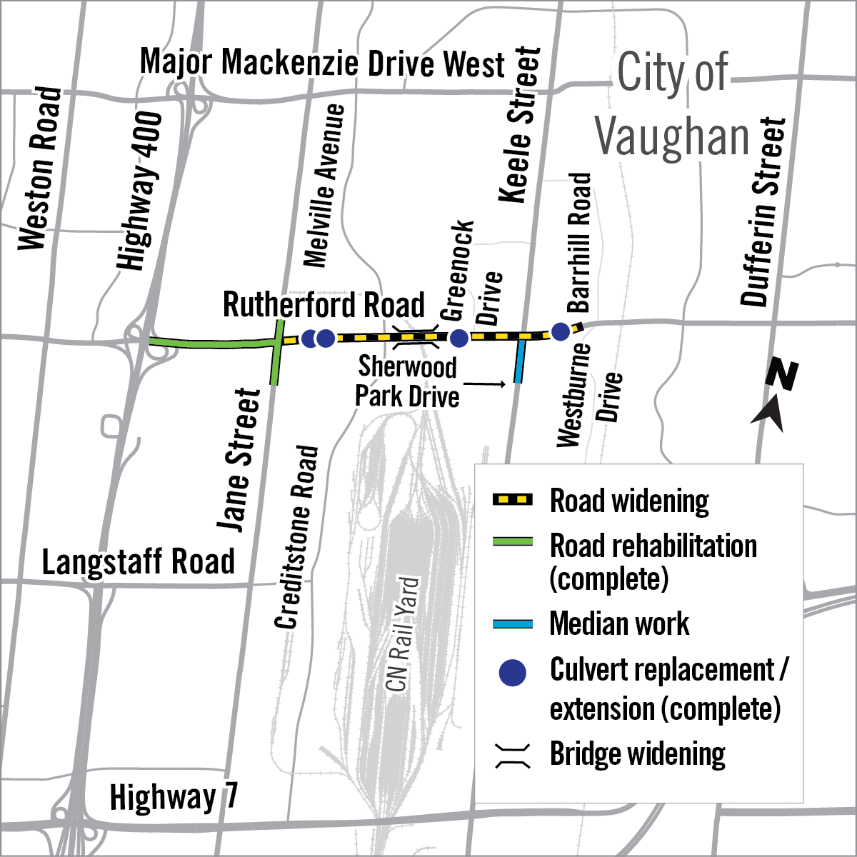 map showing construction area