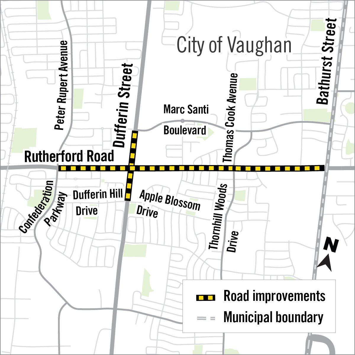 map showing construction area