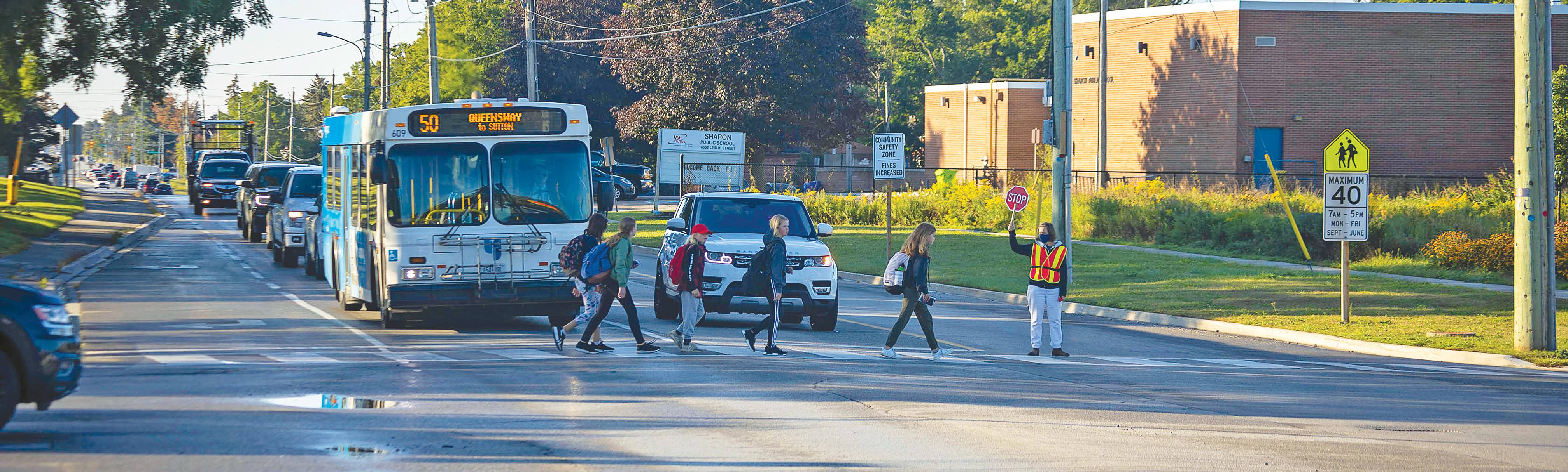 children crossing at an intersection