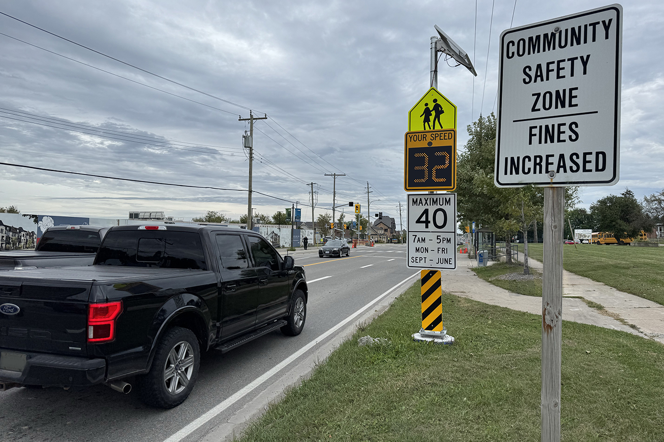Speed sign near a school