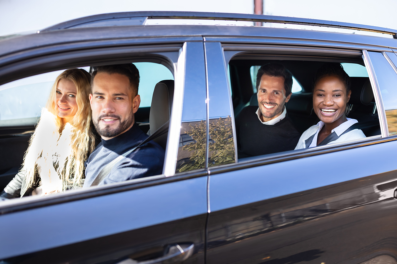 Group of colleagues carpooling