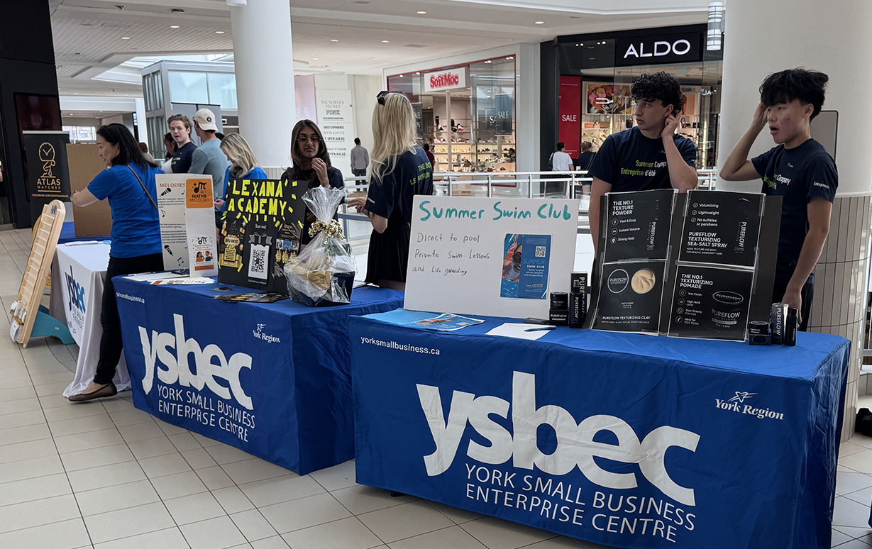Summer Company Program students showcasing their businesses at Upper Canada Mall