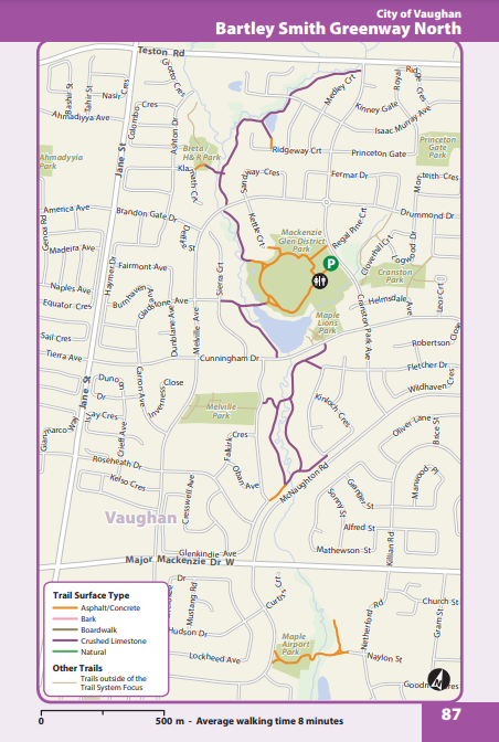 Vaughan Bartley Smith Greenway North Trail map