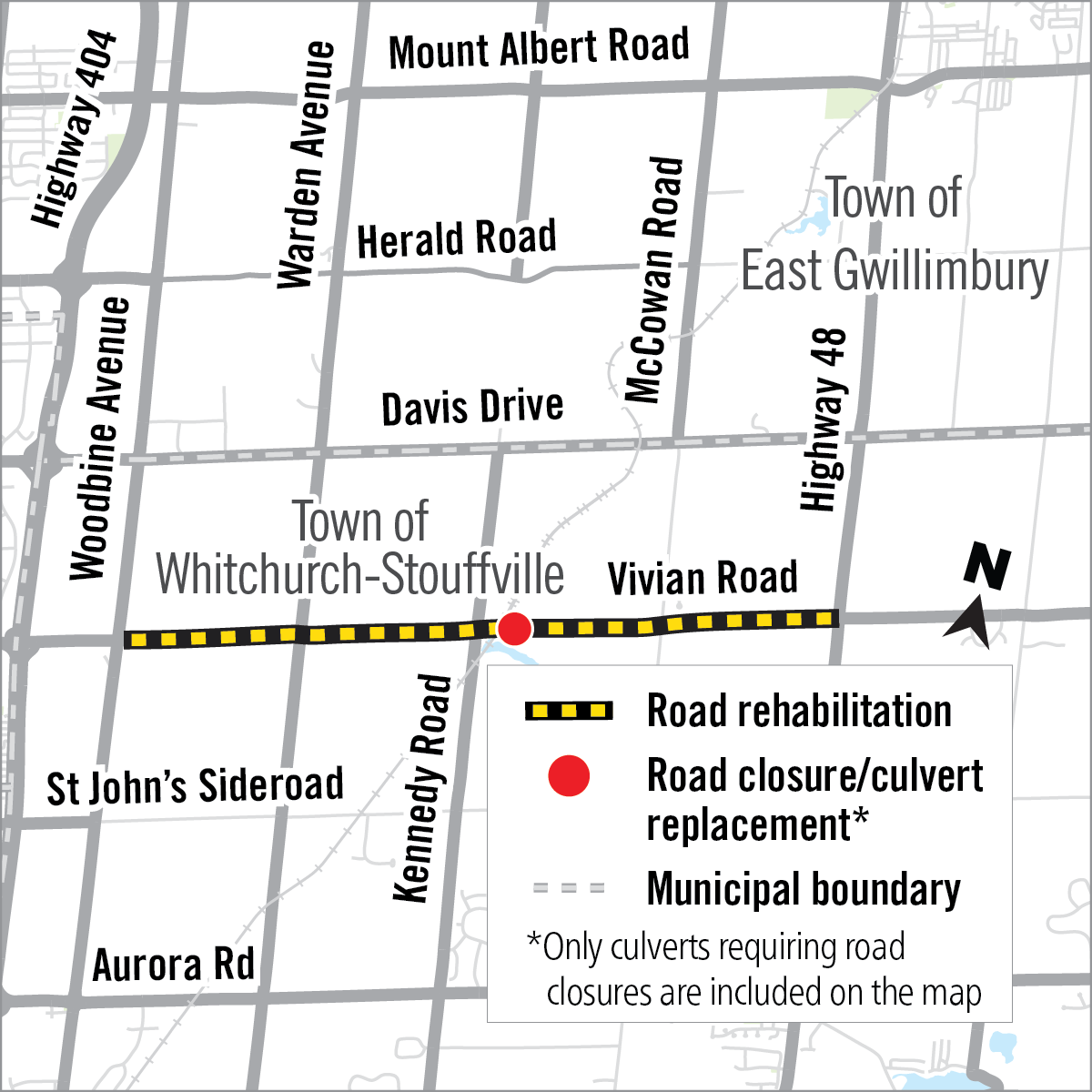 Map of construction along Vivian Road