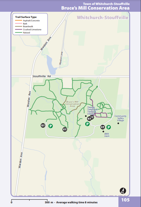 WhitchurchStouffville Bruce's Mill Conservation Trail map