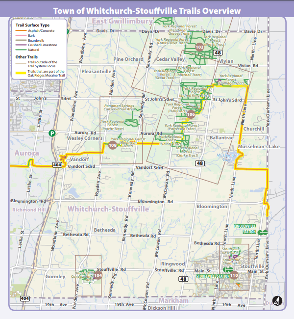 WhitchurchStouffville Trails Overview map