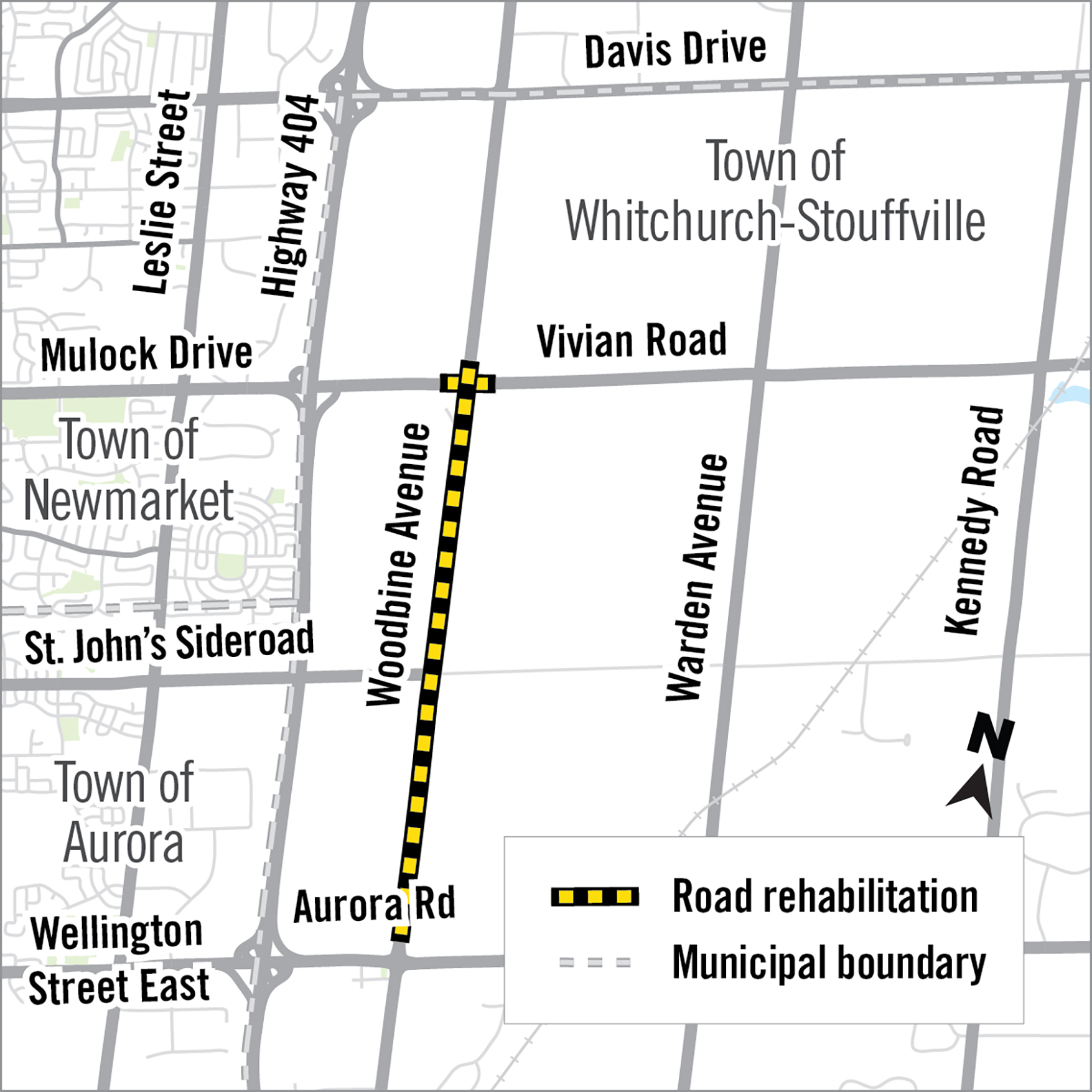 Map showing construction area
