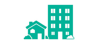 Illustration of house and apartment building